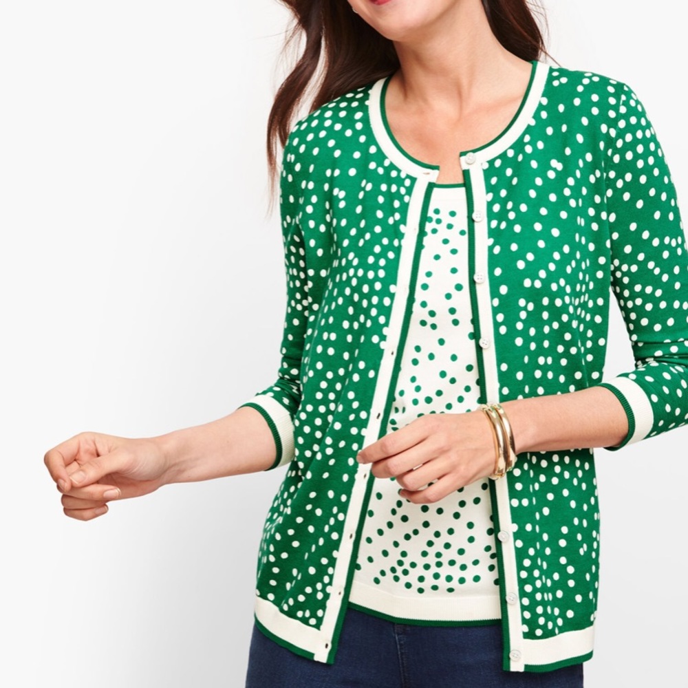 New with tags, Talbots size M, Charming Cardigan with three-quarter sleeves.